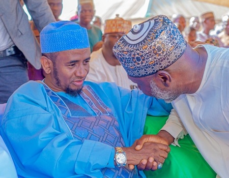 Senator Buba greeting a community elder