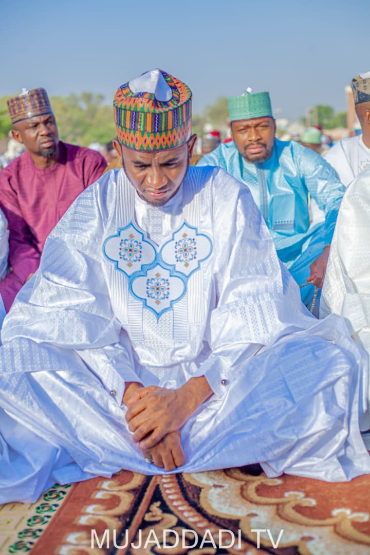 Senator Buba seated among worshippers at Eid